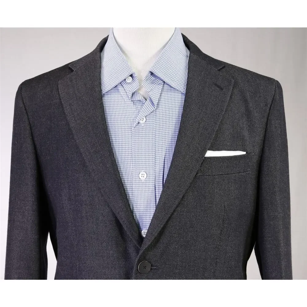 Paul Stuart Gray Twill Iridescent Wool 2-Btn Travel Blazer Jacket 38S